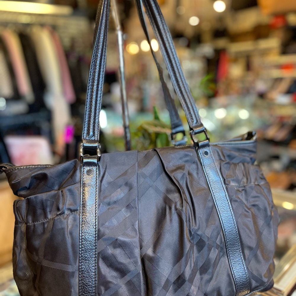 Burberry Tonal Nova Check Nylon Diaper Bag Tote